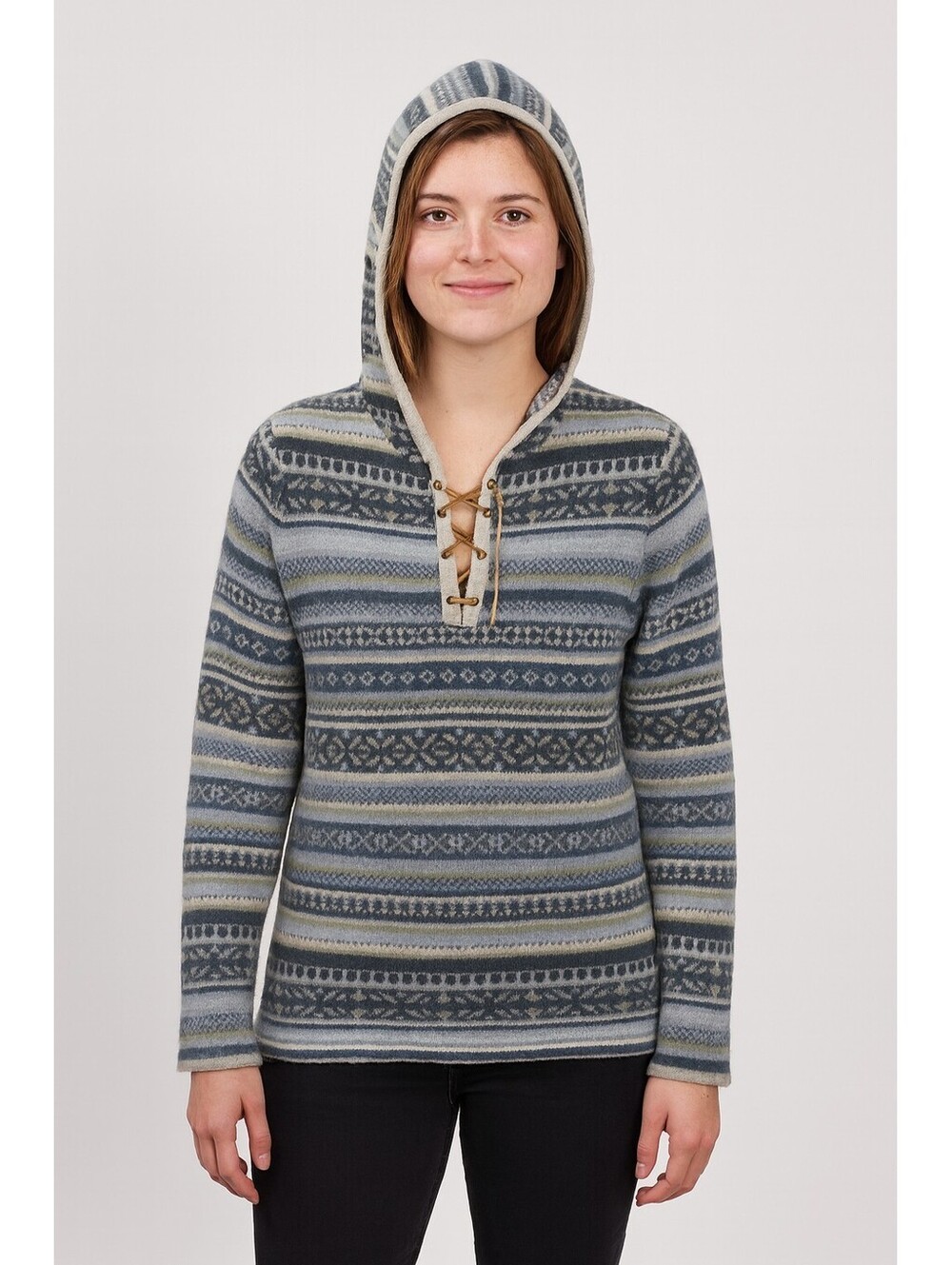 VTG  Old Navy Lambswool Hooded Women's Sm Pullover Sweater  Fair Isle Knit NWT